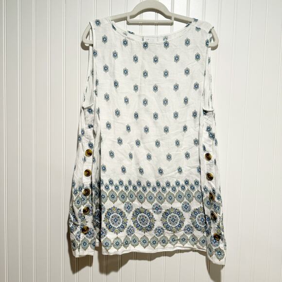 J. Jill Tops - J Jill Linen Sleeveless Tunic Top Side Buttons Plus Size 2X